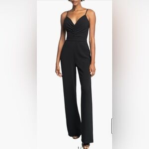 Dress the Population Emmet Soft Crepe  Fully Lined Wide Leg Black Jumpsuit S